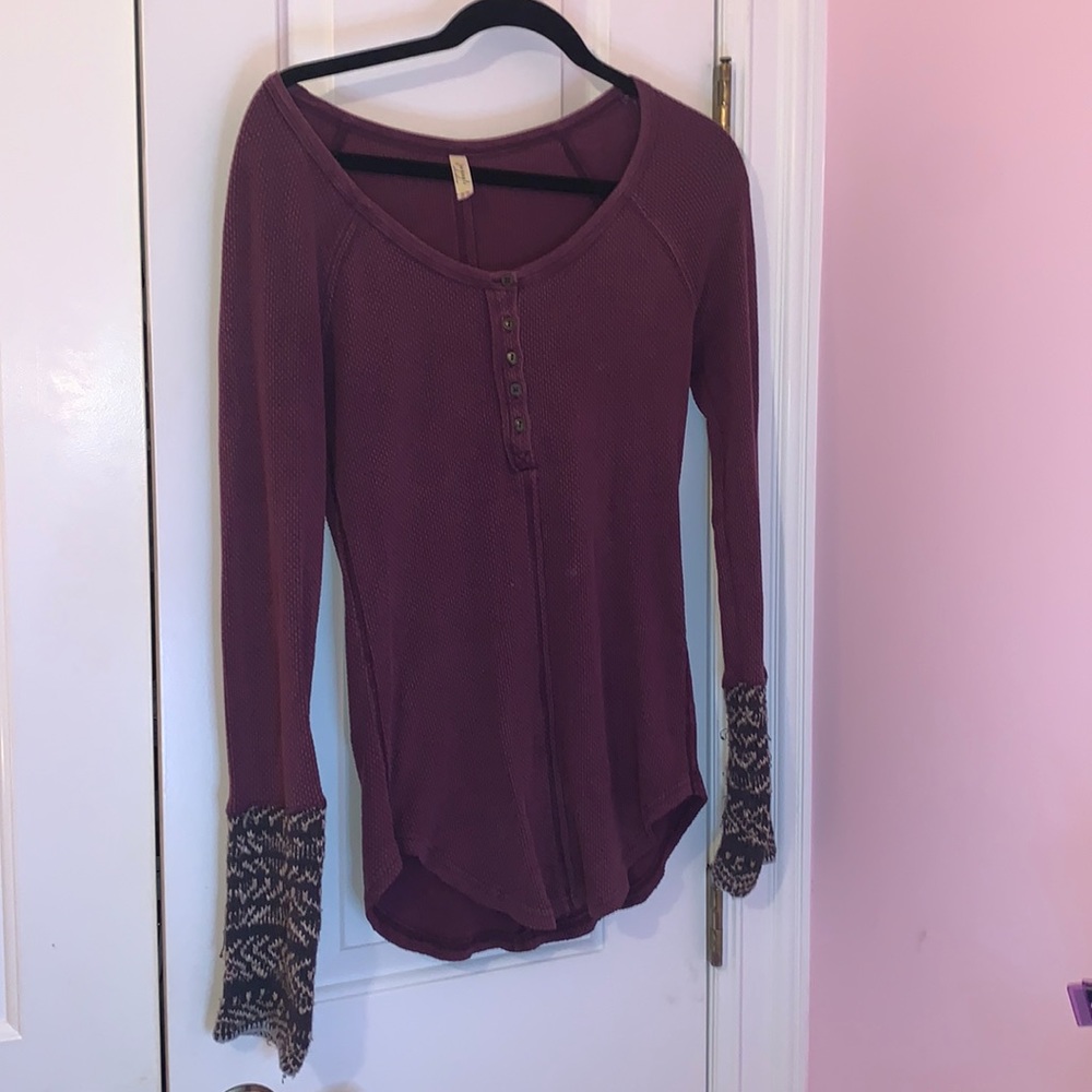 Free People Thermal Waffle Knit Cuff Top